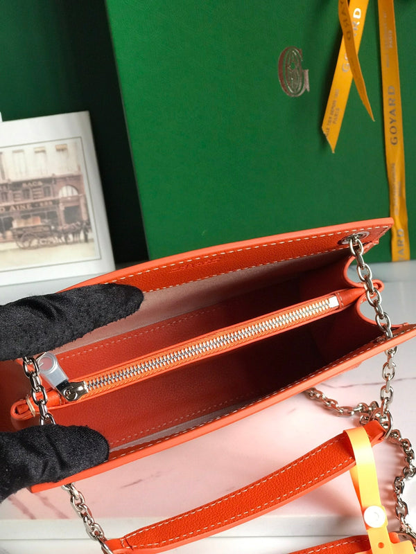 MINI BORSA ROUETTE STRUTTURATA 21 IN TELA GOYARDINE ARANCIO E PELLE DI VITELLO