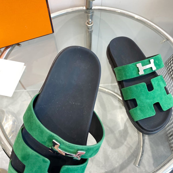 Chypre Sandal Green Suede