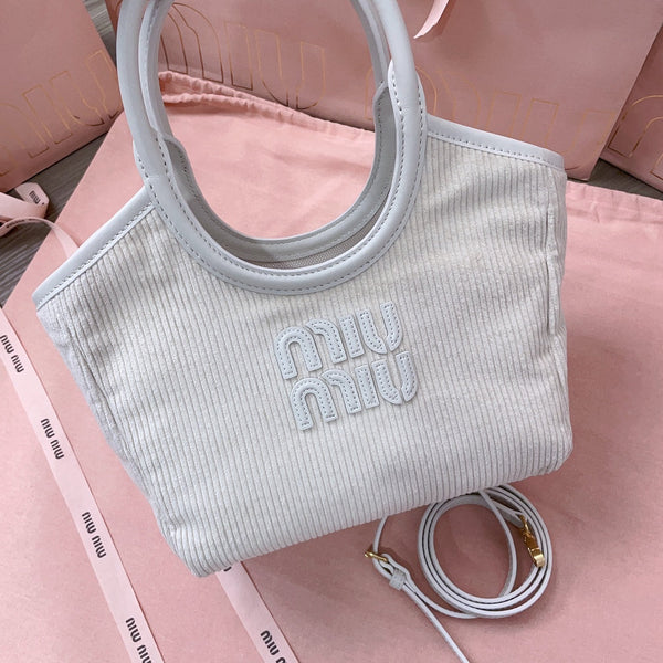 IVY HANDBAG 22 IN WHITE CANVAS