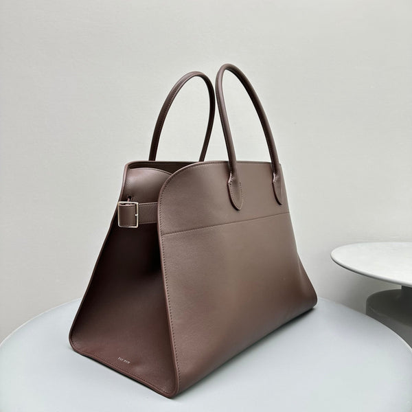 The Row Margaux 17 Chocolate Leather