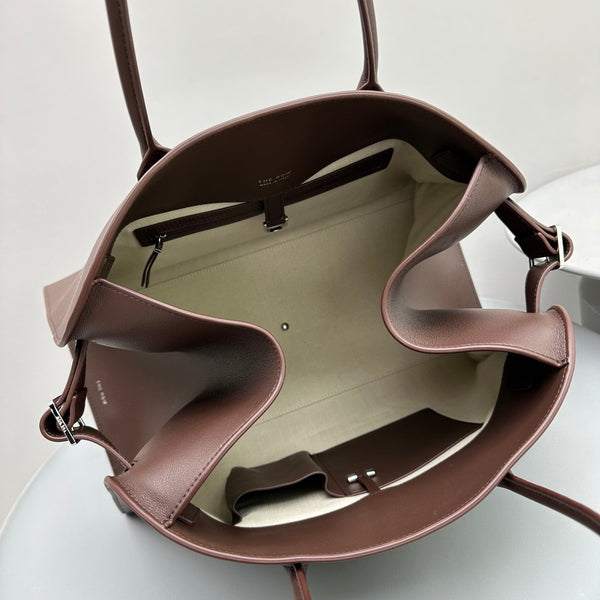 The Row Margaux 17 Chocolate Leather