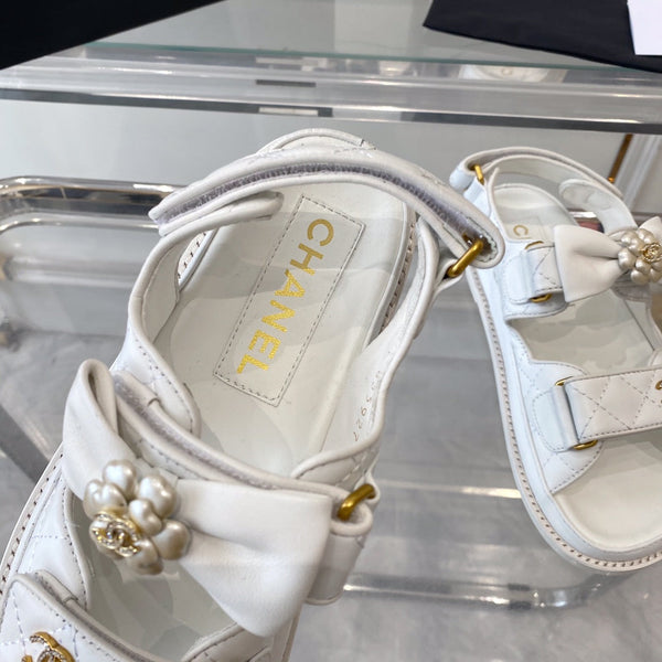 cc dad sandals white lambskin