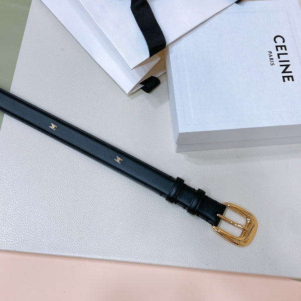 CEL 25mm Gold Triomphe Belt Black Cowhide 176682