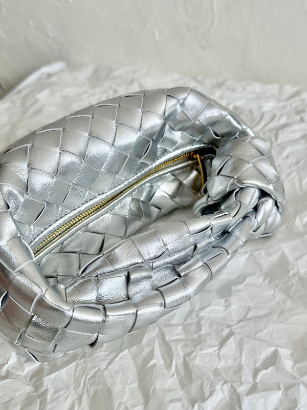 mini jodie 28 argento metallizzato in pelle di agnello