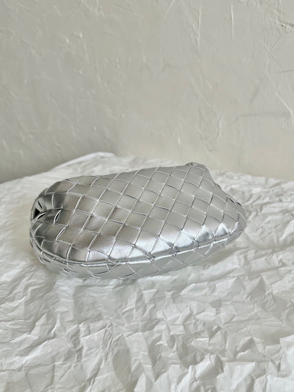 mini jodie 28 argento metallizzato in pelle di agnello