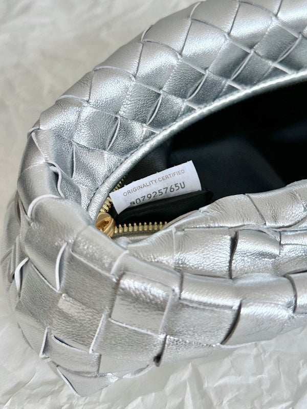 mini jodie 28 argento metallizzato in pelle di agnello