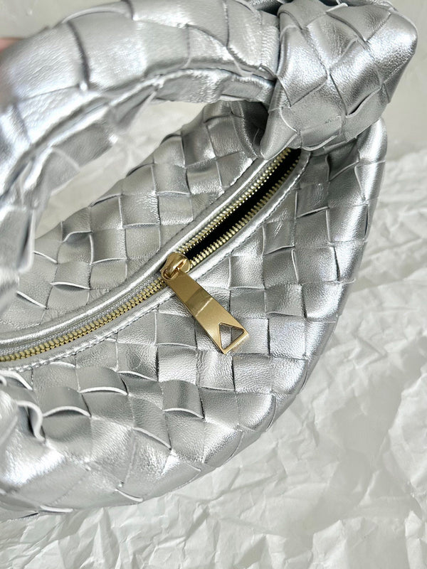 mini jodie 28 argento metallizzato in pelle di agnello