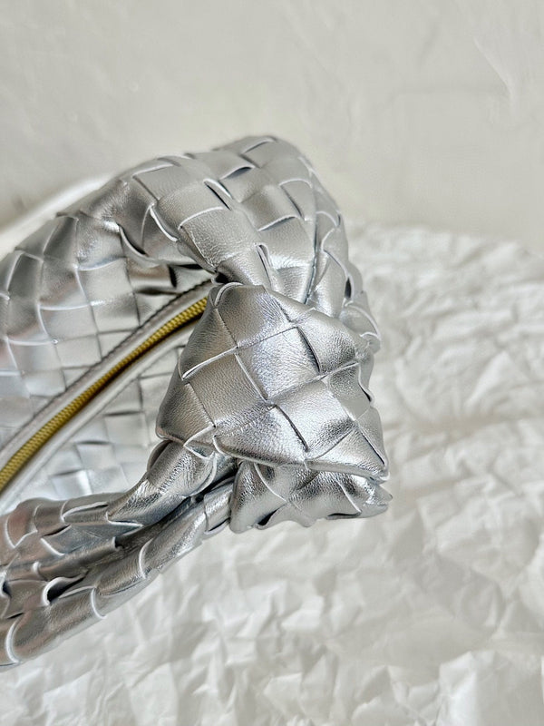 mini jodie 28 argento metallizzato in pelle di agnello