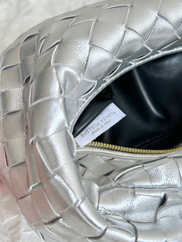 mini jodie 28 argento metallizzato in pelle di agnello