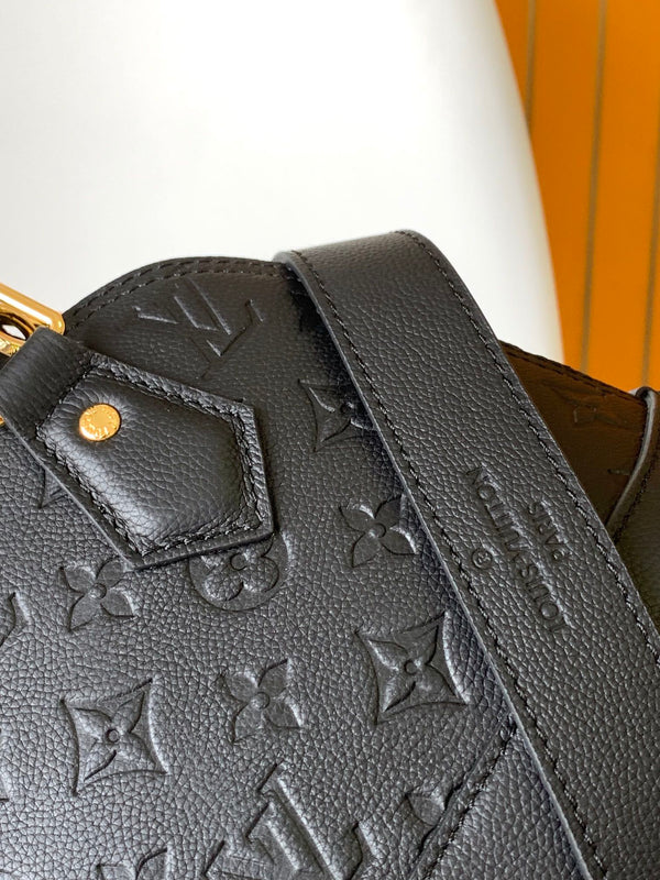 LV Néo Alma BB 44829 Black Monogram Shadow embossed calfskin