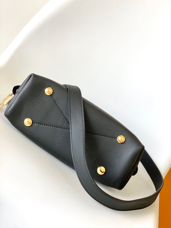 LV Néo Alma BB 44829 Black Monogram Shadow embossed calfskin