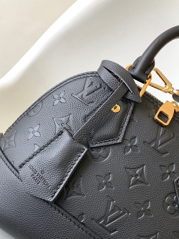 LV Néo Alma BB 44829 Black Monogram Shadow embossed calfskin