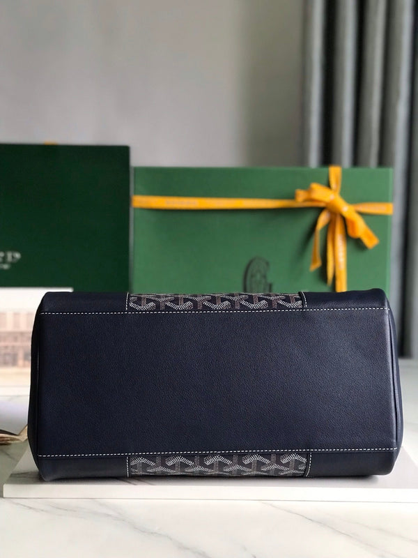 SAIGON SOUPLE BAG 34 IN NAVY BLUE GOYARDINE CANVAS AND CALFSKIN