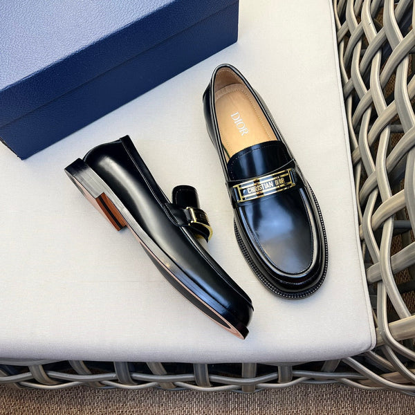 CD CODE LOAFER BLACK CALFSKIN WITH GOLD LOGO