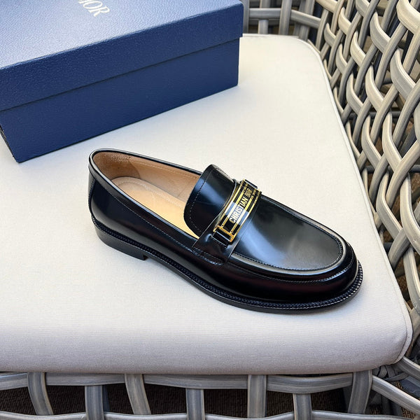 CD CODE LOAFER BLACK CALFSKIN WITH GOLD LOGO