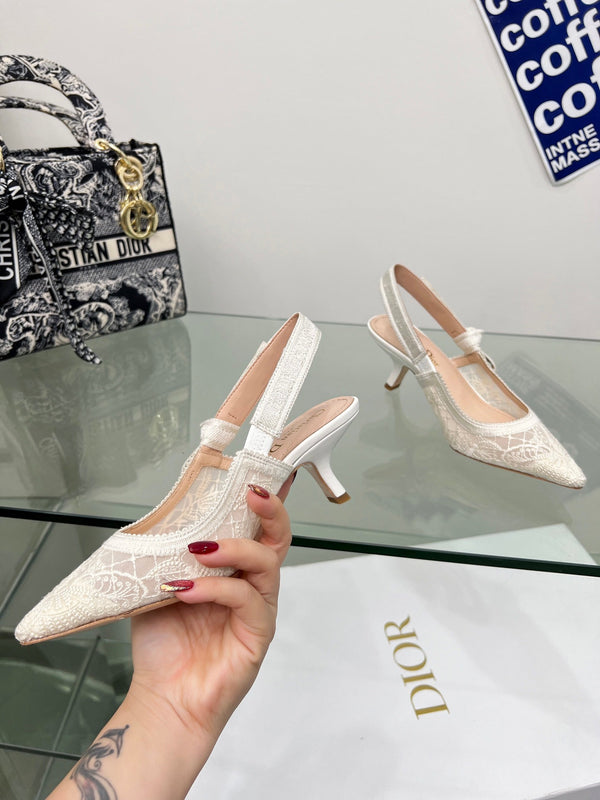 CD 25 Slingback Pump White Transparent Mesh