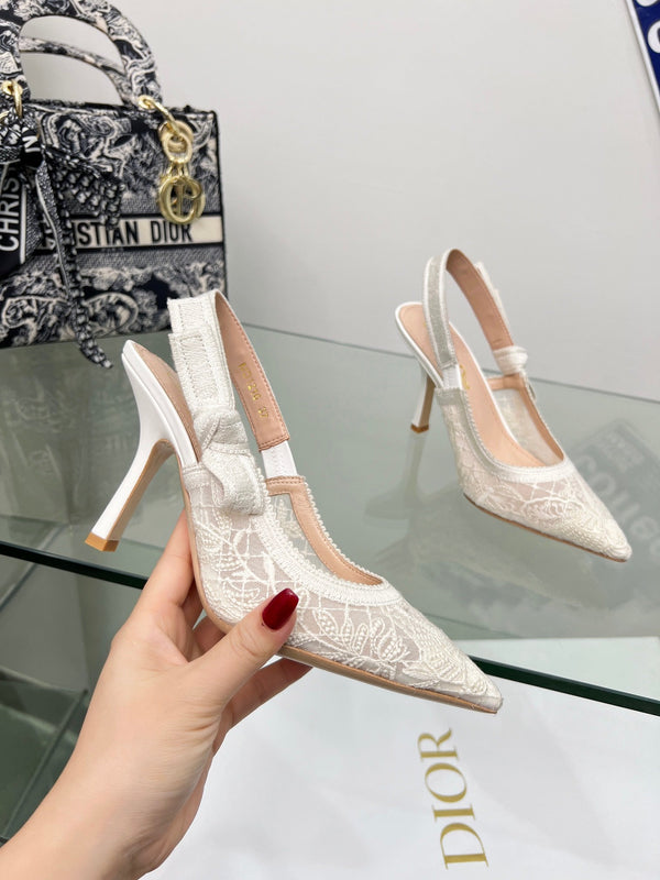 CD 25 Slingback Pump White Transparent Mesh