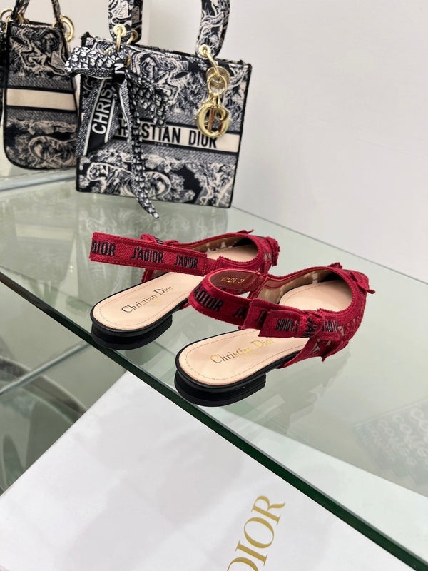 J'Adior Slingback Pump In Red Floral Embroidered Lace Fabric 100844