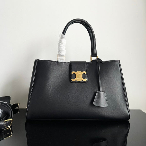 BORSA A MANO TRIOMPHE 37 IN PELLE DI VITELLO MORBIDA NERA