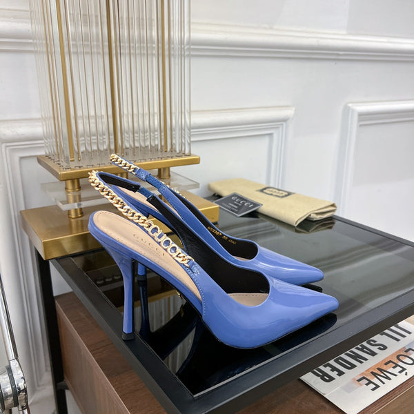 DÉCOLLETÉ GG SIGNORIA SLINGBACK IN PELLE DI AGNELLO CERULEO