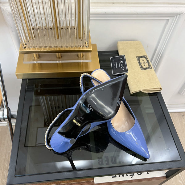 DÉCOLLETÉ GG SIGNORIA SLINGBACK IN PELLE DI AGNELLO CERULEO