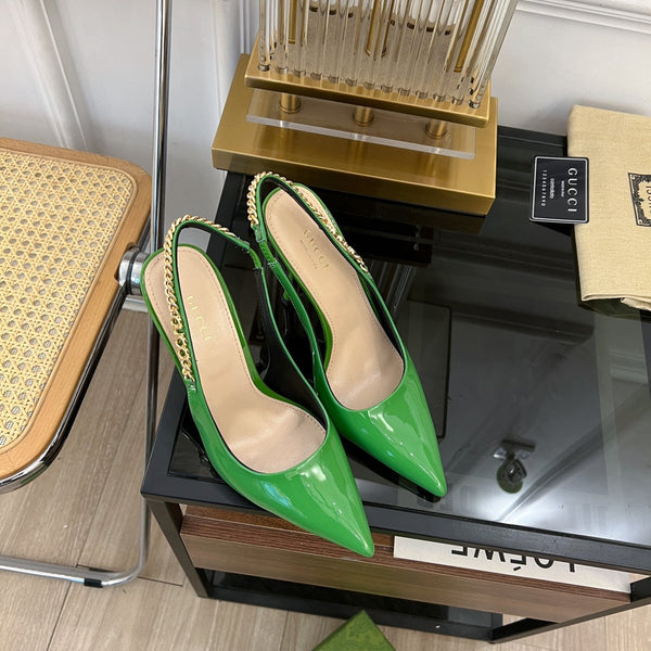 DÉCOLLETÉ GG SIGNORIA SLINGBACK IN PELLE DI AGNELLO SMERALDO