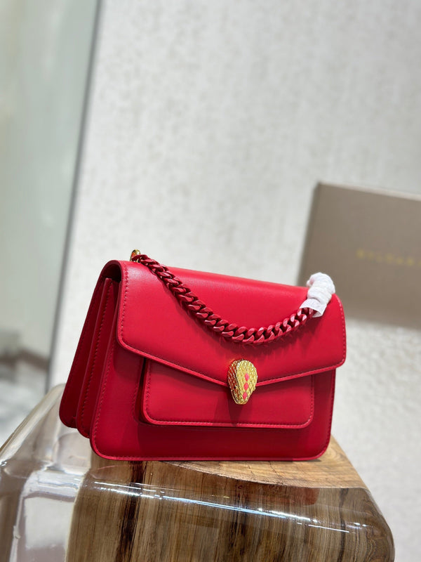 BVL Serpenti Forever Crossbody Bag 25cm Red Calfskin GHW 188660