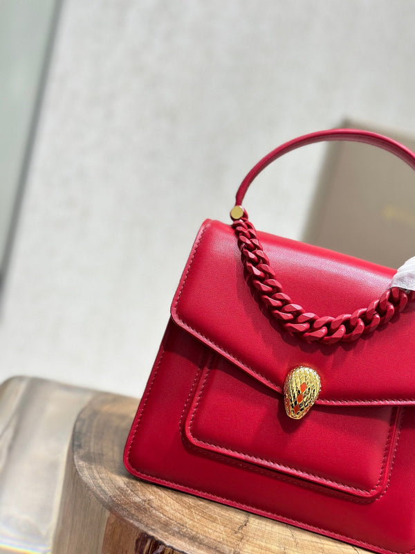 BVL Serpenti Forever Shoulder Bag 18cm Red Cowhide GHW 188662