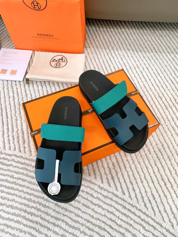 HM Chypre Sandal Dark Jade Green Mix Blue Navy Cowhide 963518