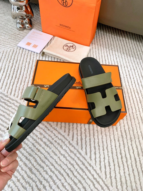 HM Chypre Sandal Khaki Green Mix Black Leather 963528