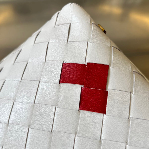 BORSA WALLACE 22 IN PELLE DI VITELLO BIANCO MIX ROSSO