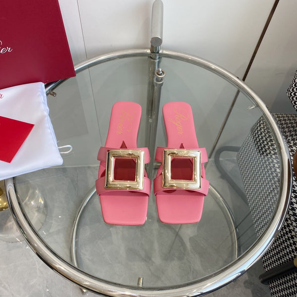 Viv Love Heart Slippers Pink Fetal Cowhide 255203