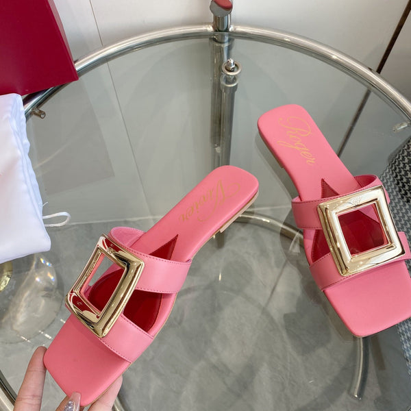 Viv Love Heart Slippers Pink Fetal Cowhide 255203