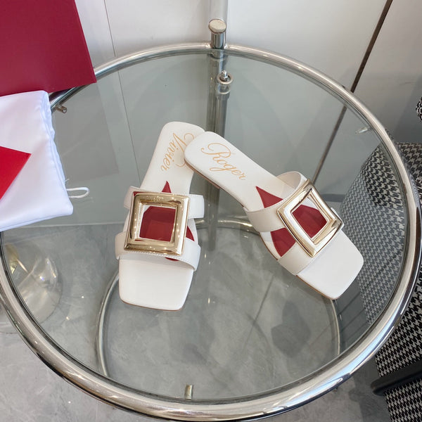 Viv Love Heart Slippers White Fetal Cowhide 255205