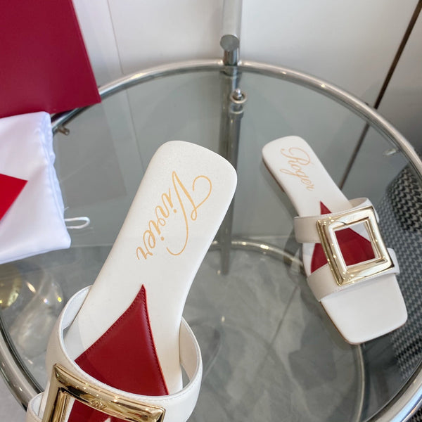 Viv Love Heart Slippers White Fetal Cowhide 255205