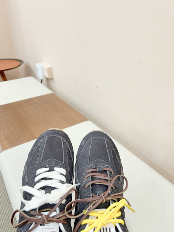 Miu Miu Pre-Owned x New Balance Sneakers Dark Gray Yellow Cowhide Suede