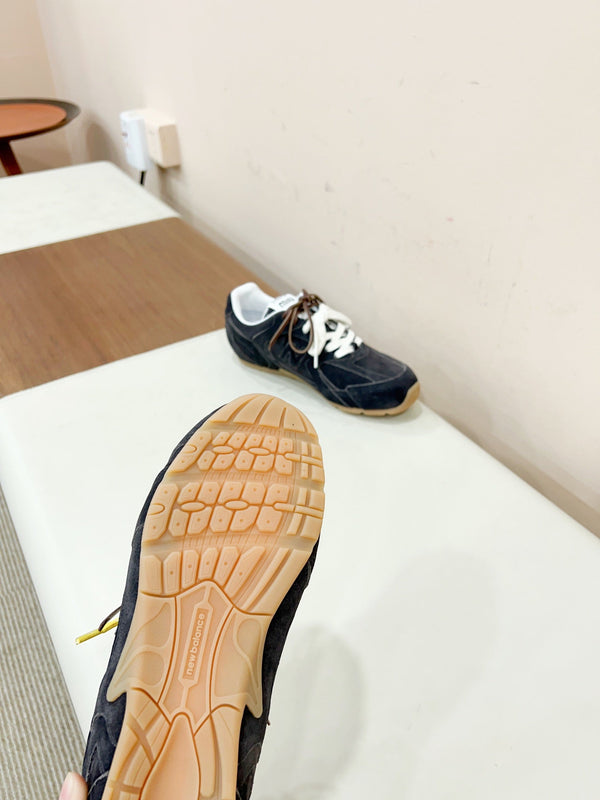 Miu Miu Pre-Owned x New Balance Sneakers Dark Gray Yellow Cowhide Suede