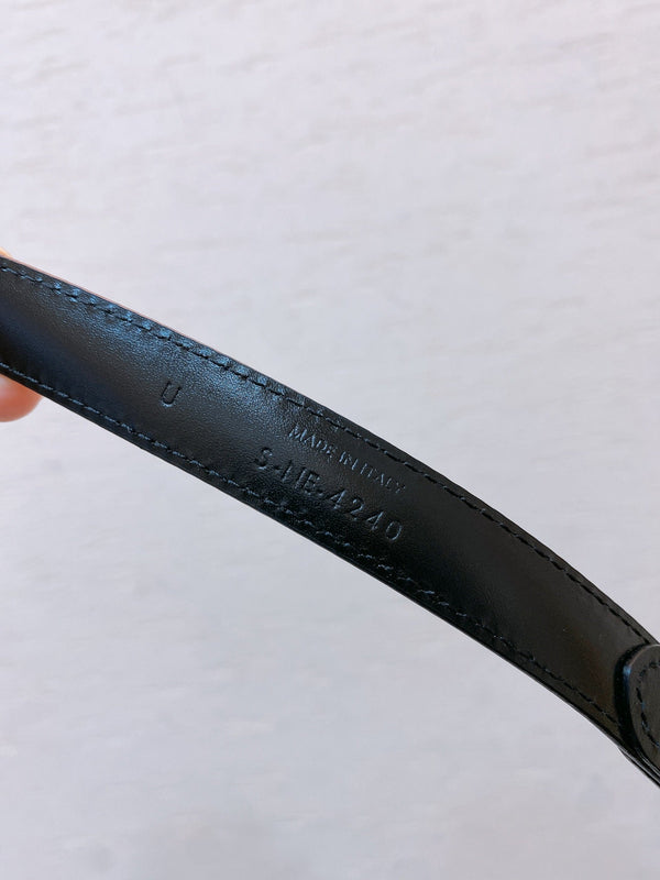 Hook & Loop 20mm TRIOMPHE Logo Square Adjustable Belt Black Calfskin Ghw