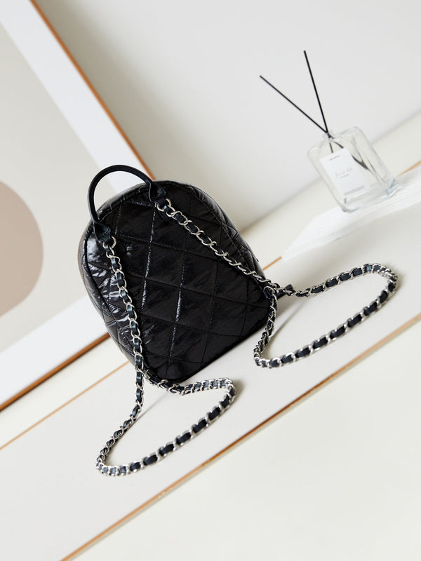 ZAINO 22 IN TESSUTO NERO CON FERRAMENTA ARGENTO