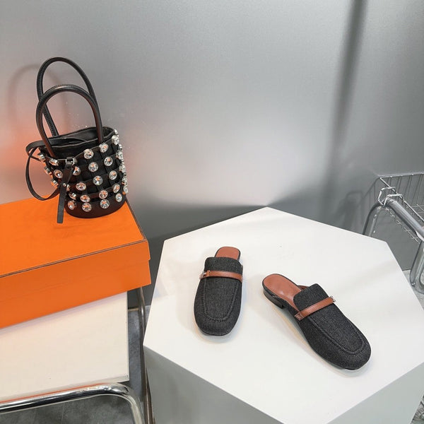 Lena Mule Black Denim