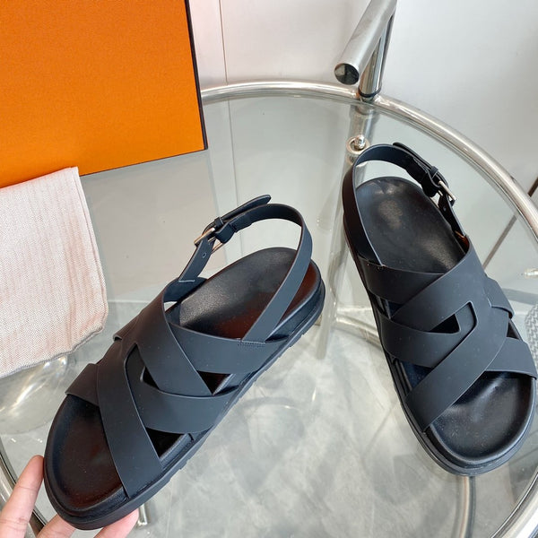 Genius Sandal Slingback Black Calfskin Leather