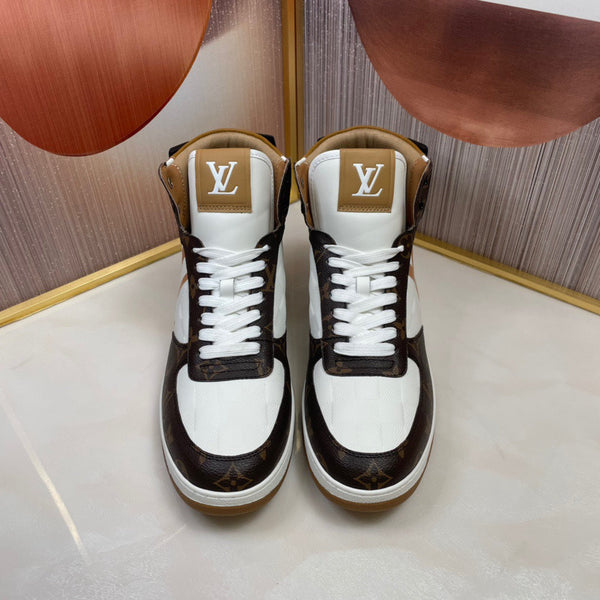 LV RIVOLI HIGH-TOP SNEAKERS BROWN WHITE