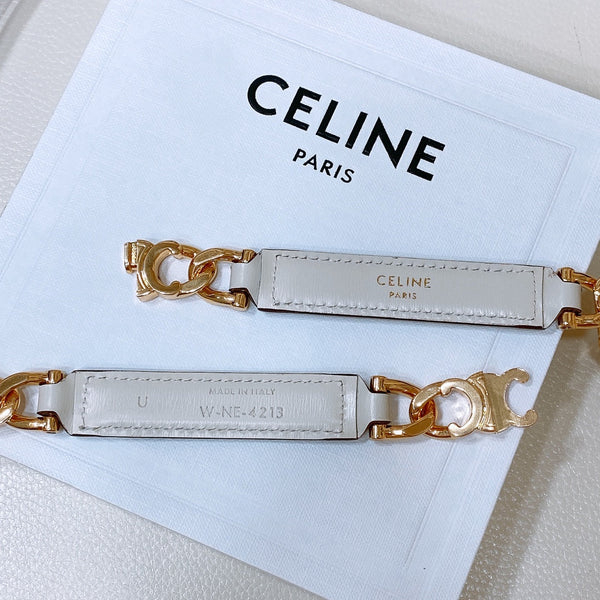 CL SMALL 18 MM GOURMETTE TRIOMPHE ADJUSTABLE BELT IN WHITE LEATHER GOLD HARDWARE