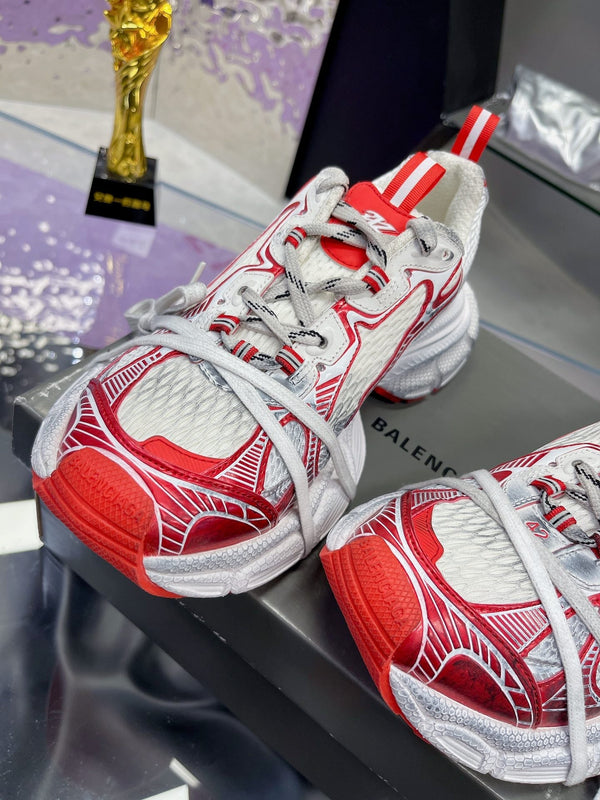 SNEAKER 3XL IN RETE BIANCA E POLIURETANO ROSSO MIX
