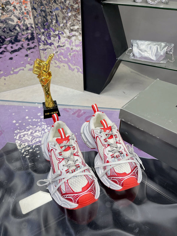 SNEAKER 3XL IN RETE BIANCA E POLIURETANO ROSSO MIX