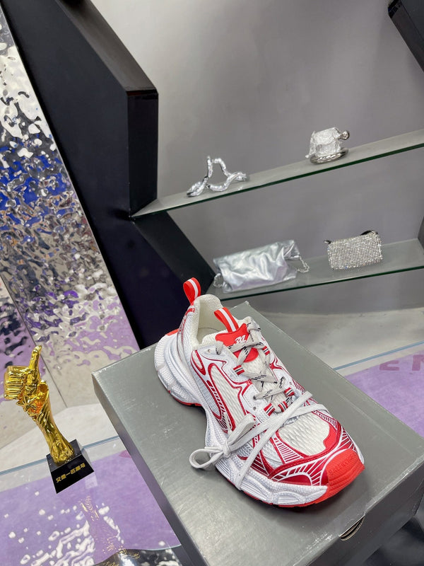 SNEAKER 3XL IN RETE BIANCA E POLIURETANO ROSSO MIX