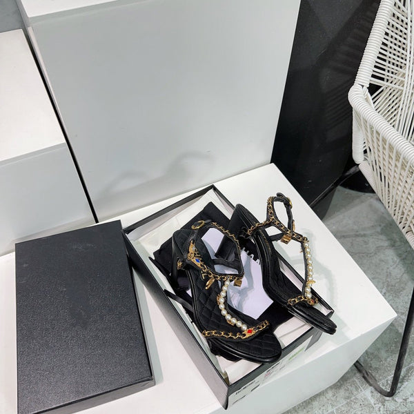 high heel sandal 85 black quilted calfskin mop