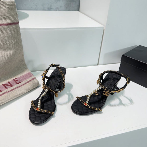 high heel sandal 85 black quilted calfskin mop