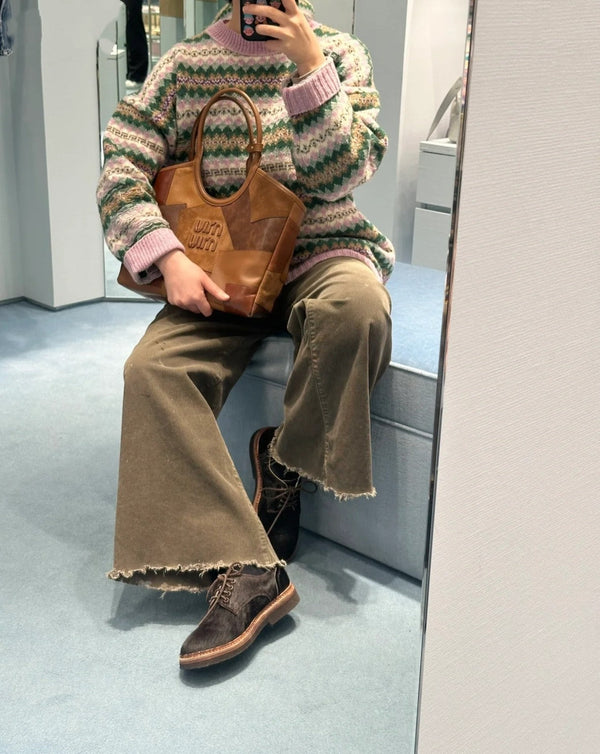 BORSA HOBO 28 IN PELLE COGNAC PATCHWORK