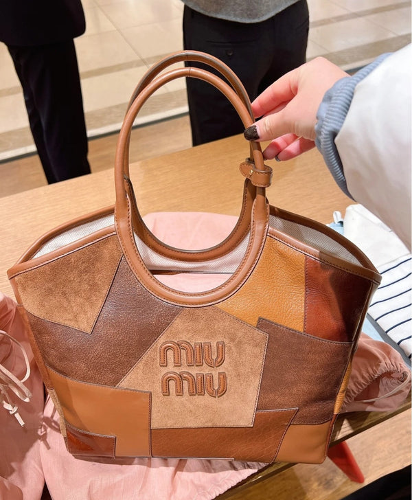 BORSA HOBO 28 IN PELLE COGNAC PATCHWORK